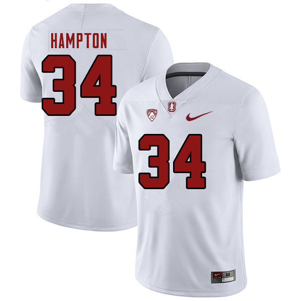 Men #34 Caleb Hampton Stanford Cardinal College Football Jerseys Stitched Sale-White